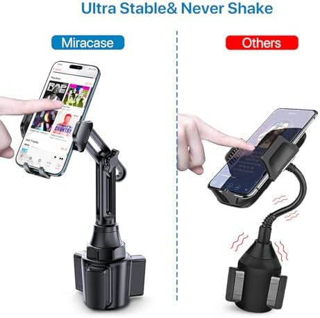 Elevate Your Driving Experience with the Miracase 2025 Universal Rotatable Cup Phone Holder – Adjustable Neck Car Mount Compatible with i Phone, Samsung, Google Smartphones – Sturdy Design for Safe Navigation Access and Hands-Free Calls