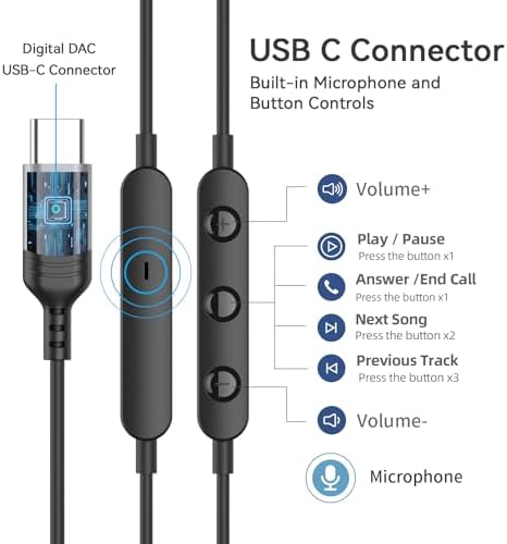 Experience Unmatched Audio Clarity with Premium USB C Earbuds – Optimally Designed for Samsung S25, S24, S23 Ultra & i Phone 16 Pro Max – Wired Noise-Canceling In-Ear Headphones with Integrated Microphone & Volume Controls – Ideal for Audiophiles and Professionals Seeking Superior Sound Quality – Perfect for Daily Commutes, High-Intensity Workouts, and Relaxation – Enjoy Ultimate Comfort with Magnetic In-Ear Design – Engineered for Durability and Longevity with High-Quality Materials – Effortlessly Compatible with Pixel 9 and Other Devices – Transform Your Listening Experience with Advanced Noise Isolation and Rich Stereo Sound for an Immersive Journey into Music and Calls