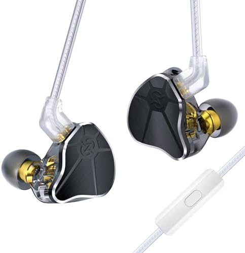 Kinboofi CCZ BC04 Premium High-Frequency IEM Wired Earbuds with Oxygen-Free Copper Cable – Ultimate Stereo Sound Experience for Musicians and Audiophiles – Ergonomically Designed for Comfort with In-Line Microphone for Effortless Control – Transform Your Listening Journey with Exquisite Clarity and Depth