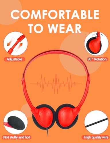 Elevate Classroom Learning with Bulk 30 Pack Kids Headphones – Adjustable Earphones Featuring 3.5 mm Jack for Optimal Audio Clarity – Durable Black Design for Students, Libraries, and Study Sessions – High-Quality Sound for Enhanced Focus and Engagement