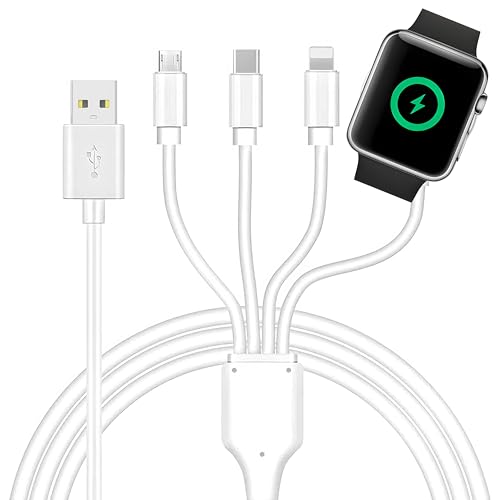 Multi-Device 4 in 1 Magnetic Charging Cable – Fast USB Type C Charger for Apple Watch, i Phone, Air Pods & Android – 3.3 ft Versatile Cord for Seamless Charging on the Go – Enhanced Compatibility & Durability