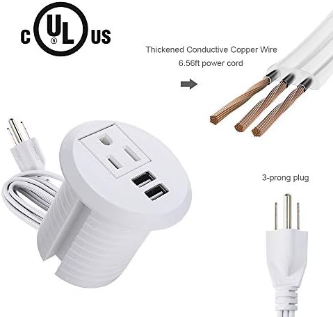 Transform Your Workspace with the Recessed Conference Power Strip Socket – Versatile 2-Outlet Charging Station with Dual USB Ports for Rapid Device Powering and Enhanced Organization in Professional Settings
