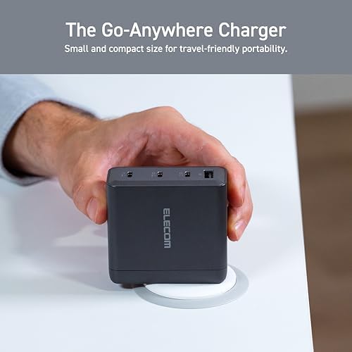 Ultra-Fast ELECOM 150 W USB-C Wall Charger Block – Compact Multi-Port Ga N II Adapter for Rapid Charging of Laptops, Tablets, i Phones & More – Enhanced Safety Features for All Devices – Perfect for On-the-Go Charging Solutions