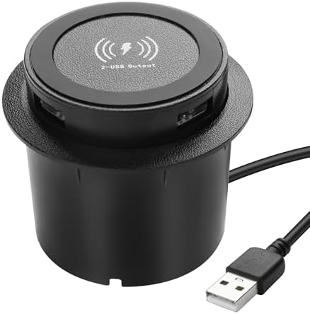 Revolutionize Your Space with the XMSJSIY 3-in-1 Embedded Wireless Charger – 10 W Fast Charging USB Desktop Hub for Effortless Device Powering | Stylish Pop-Up Design Perfect for Bedside Tables and Desks | Dual USB Ports for Simultaneous Charging Convenience | Enhanced Compatibility for All Smartphones and Gadgets