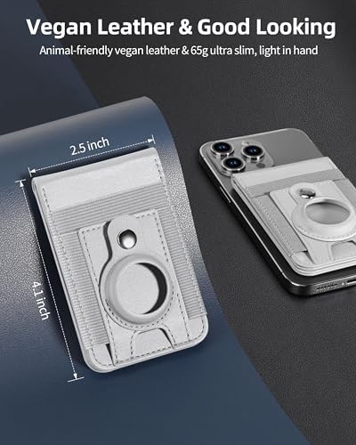 for Magsafe Wallet Stand with Airtag Holder, Strongest Magnetic Wallet for iPhone 16/15/14/13/12 Series, ID Window, 4 Card Slots, 10 Cards Holder, Vegan Leather, RFID Blocking, Black – Enhanced Compatibility and Speed