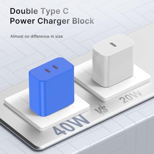40 W Dual USB-C Fast Charging Block – Ultimate Portable Power Adapter for i Phone, i Pad, Samsung & More – 2-Pack for Effortless Multi-Device Charging – Rapidly Energize Your Gadgets Anywhere