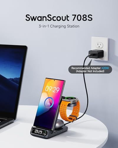 Ultimate 3-in-1 Wireless Charging Station for Samsung Devices – Fast Charging Hub for Galaxy S25 Ultra/S25+/S25/S24/S23, Z Flip7/Z Fold7, and Galaxy Watch Series 7/Ultra/FE/6/5 with Buds 3 Pro Compatibility – Sleek Design, No Adapter Required for Effortless Charging Experience