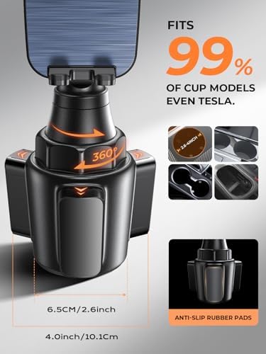 LISEN Adjustable Cup Phone Holder for Cars – 360° Long Neck Mount for Hands-Free Driving in SUVs, Trucks, and Golf Carts – Secure Fit for 4-7″ Smartphones Including i Phone, Samsung, and Google – Maximize Stability and Safety for Effortless Navigation and Communication