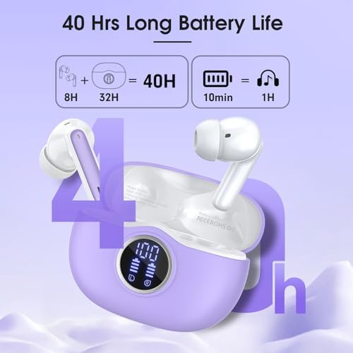 Unleash Superior Audio Performance with Sea Blue Wireless Earbuds – Featuring Bluetooth 5.3 for Rapid Connection, 40-Hour Endurance, Deep Bass Enhancement, and Noise Cancelling Technology – IP7 Waterproof for All-Weather Use with i Phone & Android Compatibility