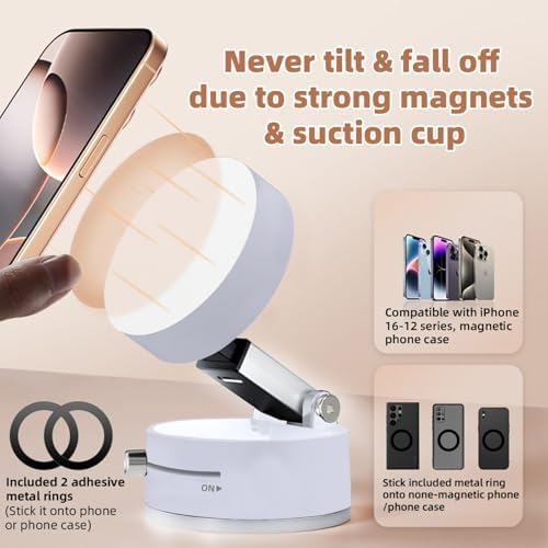 SEVENKA 360-Degree Magnetic Car Phone Holder: Universal Adjustable Mount for Hands-Free Navigation with Secure Windshield Suction – Compatible with i Phone & Samsung for Enhanced Road Safety and Optimal Viewing Angles