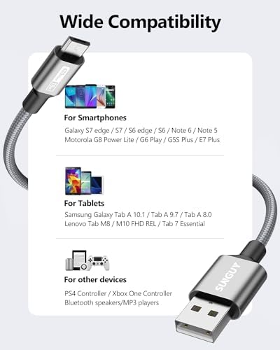 SUNGUY Micro USB Cable 1.5FT, [10-Pack] Short Braided USB 2.0 Micro Android Charger Fast Charging & Data Sync Cord Compatible with Samsung Galaxy S6 S7 Edge Note 5, Tab 4, PS4, Kindle and More – Enhanced Compatibility and Speed