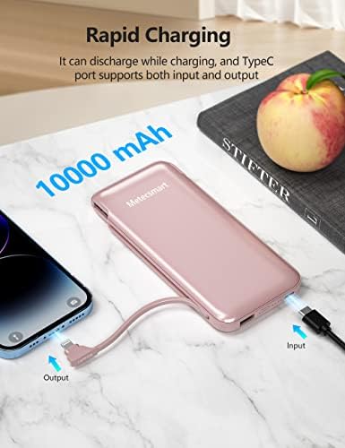 Dual 10000 m Ah Portable Power Bank Set with Built-In Cables and Fast Charging – Travel-Ready USB-C Charger for i Phone & Android Devices in Sleek White & Purple Design – Ultimate Compatibility for On-the-Go Power Solutions