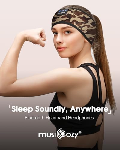 MUSICOZY Bluetooth 5.4 Sleep Headband – Ultra-Thin Stereo Earbuds for Uninterrupted Comfort and Performance, Sweat-Resistant for Active Lifestyles & Serenity (White Red) – Elevate Your Audio Experience with Innovative Design and Superior Sound Quality