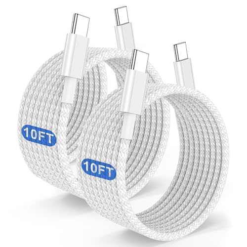 Premium 10 ft USB C to C Fast Charging Cable – 60 W High-Speed Charger for Apple i Phone 16 Pro Max, Mac Book Pro, i Pad & Samsung Galaxy – Durable, Flexible, and Stylish Green Design for Enhanced Device Compatibility and Rapid Power Delivery