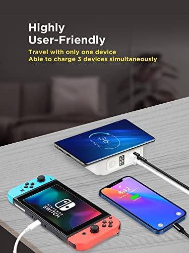 Gigastone 10,000 m Ah 3-in-1 Qi Wireless PD Power Bank with AC Plug – Fast Charging Solutions for i Phone & Android – USB-C PD 20 W, USB-A QC3.0 18 W, Qi 15 W Compatibility – Global Voltage for International Use – Sleek & Portable Design for On-the-Go Charging
