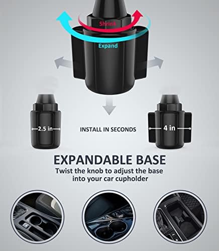 Dual Device Car Cup Holder Mount – Flexible Neck & 360° Rotatable Cradle for Enhanced Navigation – Universal Fit for i Phone, Samsung & GPS – Perfect for Hands-Free Convenience on the Road