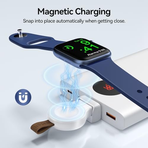 Portable Magnetic Wireless Charger for Apple Watch – Fast Charging i Watch Accessory for Ultra, Series 1-9, and SE – Travel-Friendly Cordless Design for Ultimate Convenience and Durability