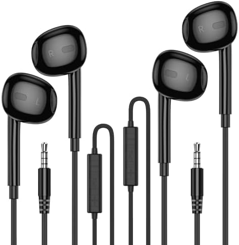 MOSWAG High-Fidelity Wired Earbuds with Built-In Microphone – Universal 3.5 mm Jack Earphones for Smartphones, Laptops, MP3 Players & More – Lightweight, Tangle-Free Design for Ultimate Comfort and Durability