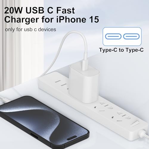 Ultimate 20 W Fast Charging Solution: Apple Certified 6 ft USB-C to Lightning Cable with High-Speed Charger Block – Ideal for i Phone 14 Pro Max, 13 Plus, 12 Mini, 11 & i Pad – Convenient 2-Pack for Home and On-the-Go Use