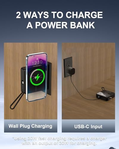 Magnetic 4-in-1 Universal Power Bank – 10,000 m Ah Qi2 Certified Travel Charger with Integrated Cables and 30 W Fast Charging – Versatile Compatibility for i Phone, Samsung, i Pad & More – Sleek LED Display, Built-in USB-C and Lightning Cable, Global Plug Adaptors – Effortless Wireless Charging Anywhere with Enhanced Portability and Efficiency