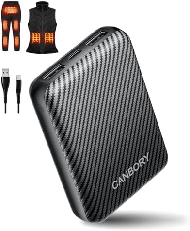 Compact Heated Vest Battery Pack with 5 V Power Output – USB-C Portable Charger for Heated Jackets, Pads & Hoodies – Enhanced Speed & Compatibility for Outdoor Comfort