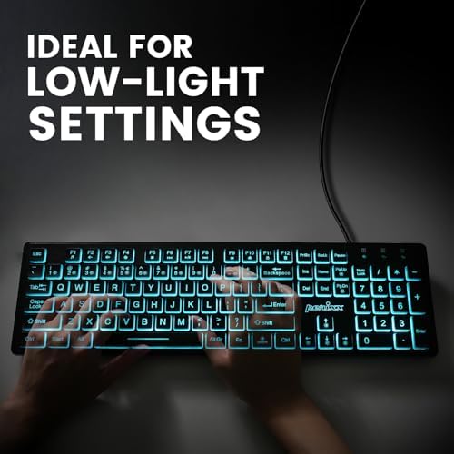 Transform Your Workspace with the Perixx PERIBOARD-317 RGB Wired Backlit USB Keyboard – Enhanced Visibility with Big Print Keys and Dynamic RGB Illumination for Ultimate Typing Comfort – Ideal for Gamers and Professionals Alike – US English Layout for Seamless Navigation and Cross-Platform Compatibility – Elevate Your Productivity and Style Today!