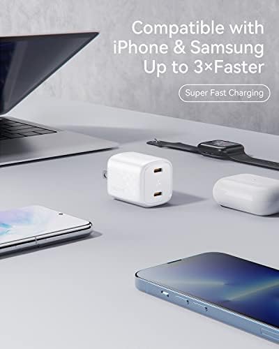 VOLTME 30 W Dual-Port USB C Fast Charger – Compact Wall Charger with Foldable Plug for Efficient Charging of Mac Book Air, i Phone 14 Pro/14 Pro Max, Galaxy, Pixel, i Pad Mini & More – Universal Compatibility & Enhanced Speed for On-the-Go Convenience