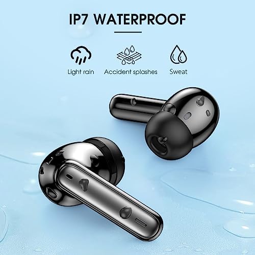 Unleash Superior Audio Performance with Sea Blue Wireless Earbuds – Featuring Bluetooth 5.3 for Rapid Connection, 40-Hour Endurance, Deep Bass Enhancement, and Noise Cancelling Technology – IP7 Waterproof for All-Weather Use with i Phone & Android Compatibility