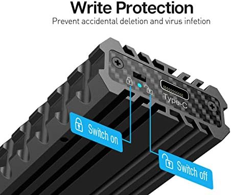 Enhance Your Data Security with the ineo M.2 NVMe SSD USB 3.2 Gen 2 Type-C Rugged Enclosure Featuring Write Protection Switch for High-Speed Transfers and Military-Grade Durability (C2597-NVME)
