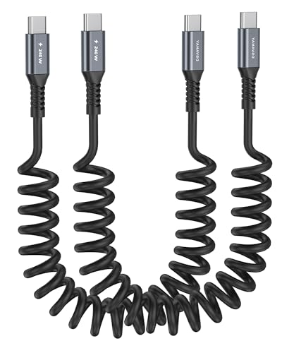 (Tangle-Resistant Order) Coiled USB C Cable for Car [3FT 2Pack], 240W PD3.1 Fast Charging, Compatible for iPhone 16/15 Pro Max, Car Charger, MacBook, iPad, Samsung, Pixel, Laptop – Enhanced Compatibility and Speed