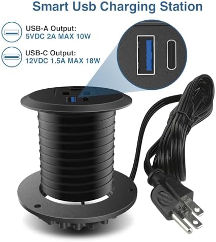 Transform Your Workspace with the Recessed Conference Power Strip Socket – Versatile 2-Outlet Charging Station with Dual USB Ports for Rapid Device Powering and Enhanced Organization in Professional Settings