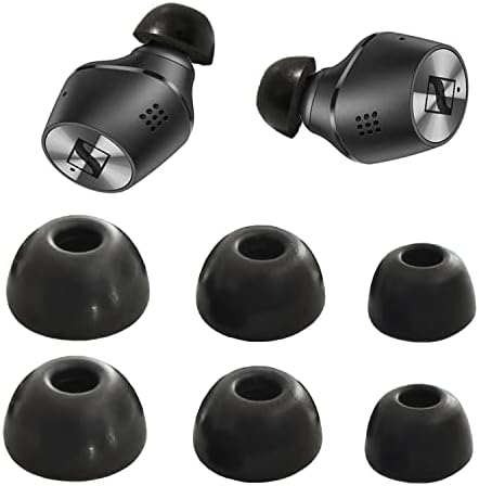 Premium Foam Ear Tips for Sennheiser Momentum True Wireless 2 – Memory Foam Replacement Tips for Optimal Sound Isolation & Comfort – Compatible with CX400 BT & CX True Wireless Models – 3 Pairs in LMS Black – Enhanced Fit for Extended Use & Easy Installation
