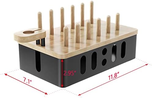 Modern Matte Black Multi-Device Charging Station with Wood Accents – Fast and Efficient Organizer for Phones, Tablets, and Smartwatches – Stylish Desk Accessory for Enhanced Workspace Organization and Productivity
