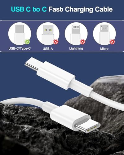 USB C to USB C,240W USB-C Woven Charge Cable,6.6ft 2Pack USB C Cable Fast Charging Cord for Apple MacBook Pro/MacBook Air,iPad Pro/Air,iPad mini,iPhone 16 15 Pro Max Plus Compatible 140W/100W/60W/45W – Enhanced Compatibility and Speed