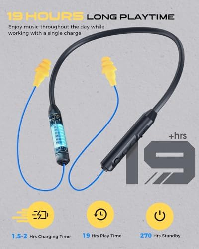 MIPEACE Bluetooth Neckband Earbuds with 29 d B Noise Cancellation – 19+ Hours Long Battery Life, IPX5 Sweatproof Design for Active Lifestyles – Ergonomic Wireless Earplugs with Seamless Connectivity and User-Friendly Controls in Stylish Gray