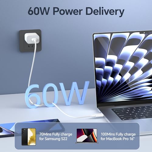 High-Speed 100 W USB C to USB C Cable 2 Pack – 10 ft Fast Charging Cord for i Phone 16/15/Pro/Max/Plus, Mac Book, i Pad Pro/Air, Samsung – Durable Type C Charger with Enhanced Compatibility & 480 Mbps Data Transfer