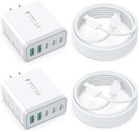 Besgoods 50 W USB C Charger Block – High-Speed Multi-Port Charging Solution for i Phone 16 Pro Max, i Pad, and Galaxy Devices – Includes Durable 6 ft Braided USB-C to C Cable – Perfect for Home, Office, and Travel – Charge Up to 5 Devices Simultaneously with Enhanced Compatibility and Safety Features