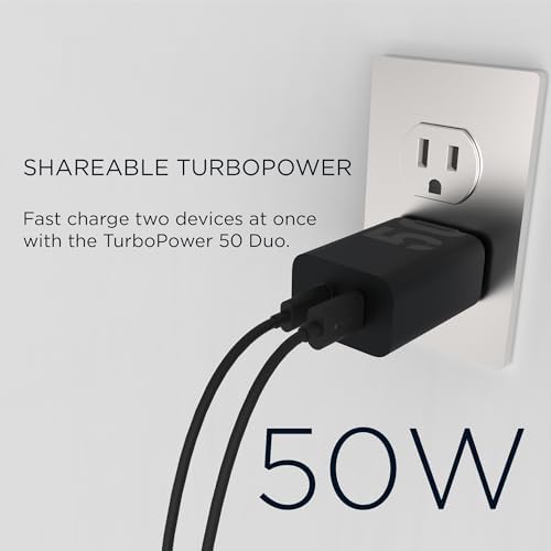 Motorola Turbo Power Share 50 W Dual Port Charger – Fast USB-A & USB-C Adapter with Power Delivery and QC3.0 Outputs, Includes 1 m USB-C Cable for Ultimate Device Compatibility and Speed Boost