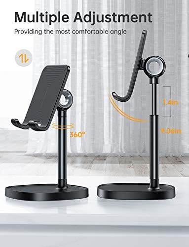 LISEN Cell Phone Stand Adjustable Phone Holer for Desk, Computer Office Desk Accessories for iPhone 16 Holder Women Kitchen Essentials Fits All Mobile Phones Switch Kindle iPads Tablet 4-10in Black – Enhanced Compatibility and Speed