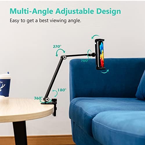 Sleek Multi-Angle Tablet Desk Mount – Adjustable Holder for 4.7″ to 13″ Devices, Perfect for i Pad & Surface Pro, White Design for Modern Workspaces and Enhanced Comfort
