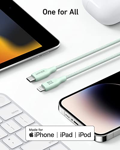 Anker MFi Certified USB C to Lightning Charging Cable – 541 Organic Nylon for Enhanced Durability and Speed, Compatible with i Phone 14/13/12/11/X/XS/XR – Fast Charging and Efficient Data Transfer, Tangle-Free Design for On-the-Go Convenience