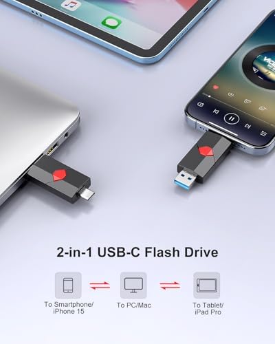 Revolutionize Your Data Storage with Aiibe 128 GB Dual Type-C & USB A Flash Drive – Perfect for i Phone 15 and More, High-Speed Transfers, Retractable Design, Ultimate Compatibility for On-the-Go Professionals