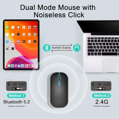 Sleek Wireless Keyboard and Mouse Combo – Rechargeable Bluetooth & 2.4 GHz USB for i Pad, Smartphone, PC & Laptop – Ergonomic Design for Ultimate Comfort in White – Elevate Your Workspace Efficiency!