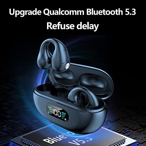 Ultra-Lightweight Bluetooth 5.3 Open-Ear Sports Earbuds – Sweat-Proof Wireless Headphones with Hi-Fi Stereo Sound for Active Lifestyles, Perfect for Outdoor Adventures and Enhanced Awareness (Black) – Unparalleled Comfort for All-Day Wear
