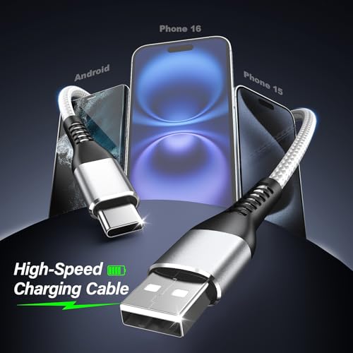 Premium 10 FT USB C to USB C Charger Cable – Dual Pack 100 W Fast Charging, Nylon Braided Design for i Phone 16 Series, Mac Book, and Samsung Galaxy S24 – Stylish Pink Color for Enhanced Durability and Flexibility