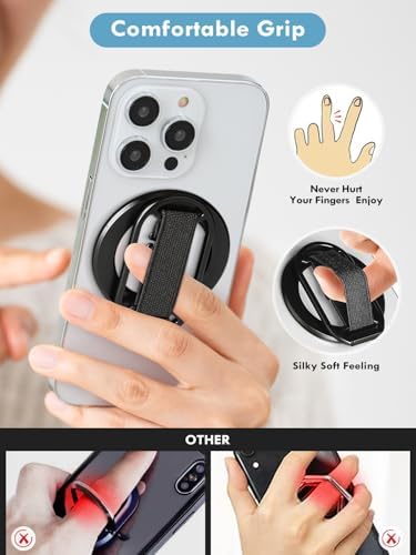 Revolutionize Your Smartphone Handling with the Mindsky Aluminum Alloy Mag Safe Phone Ring Holder – Ultimate Grip for i Phone 16 Pro Max/15/14/13/12 & Android Devices, Lightweight with Secure Finger Strap, Stylish Durability for Everyday Use and Enhanced Safety