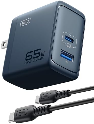 INIU 3-Port USB C Charger Block – 65 W PD Fast Charging Wall Adapter with Compact Foldable Plug, Ga N Technology for Ultimate Efficiency – Multi-Device Compatibility for Mac Book Pro/Air, i Phone 16, Samsung S25, i Pad Pro & More – Travel-Friendly Design for Rapid Power Delivery
