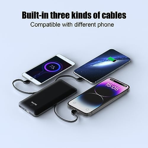 Ultra Slim 10000 m Ah Portable Power Bank with Built-In AC Plug – Lightweight USB-C Charger for All Smartphones, Travel-Ready Battery Pack for On-the-Go Power Solutions