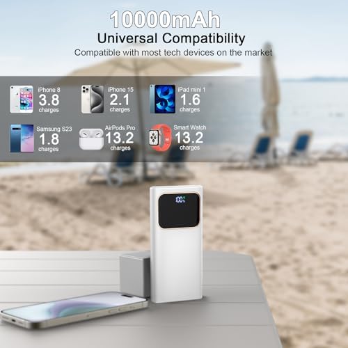 High-Speed 10000 m Ah Portable Power Bank with Dual USB-C Fast Charging – 22.5 W Battery Pack for Smartphones & USB Devices, LED Display, PD 3.0 & QC 4.0 Compatible, Ideal for Travelers & On-the-Go Users