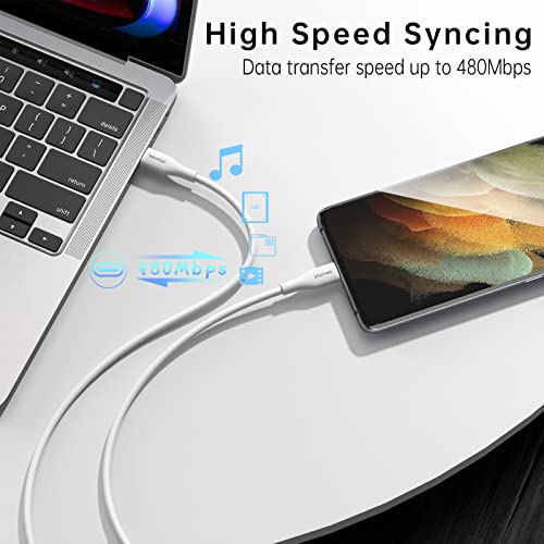 Ultra-Soft Silicone USB C Charger Cable for i Phone 15 Series & Galaxy S21 – 6 ft 60 W PD Fast Charging Cord for Mac Book Pro & i Pad Pro – Enhanced Durability & Flexible Reach for Superior Data Transfer